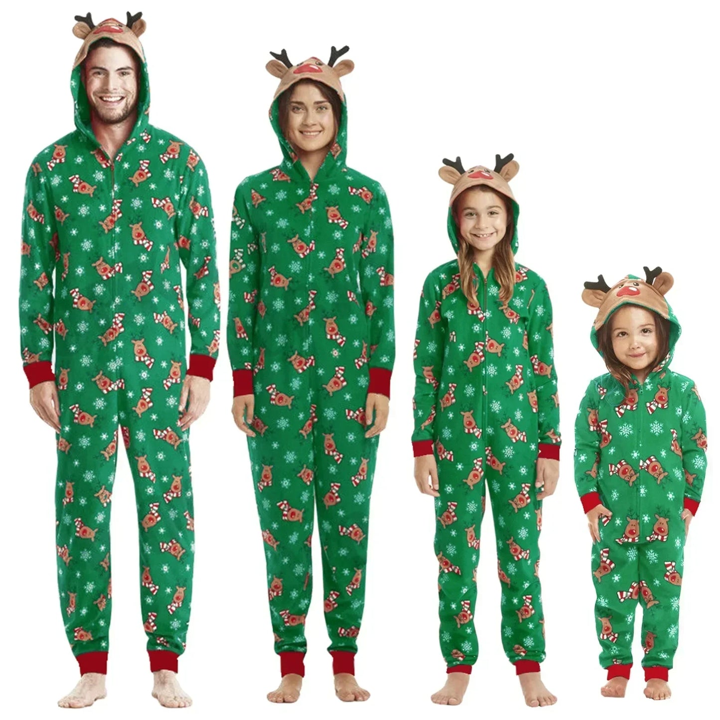 Family Christmas Onesie Hooded Elk Pajama Set