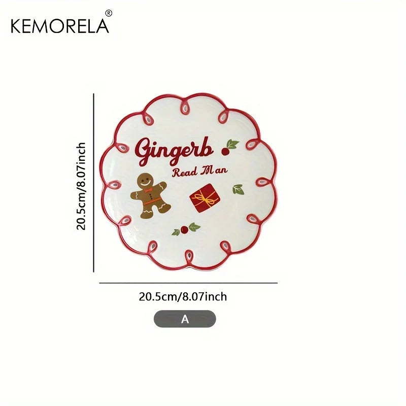 Christmas Ceramic Serving Set Plate & Cup Tray Decor