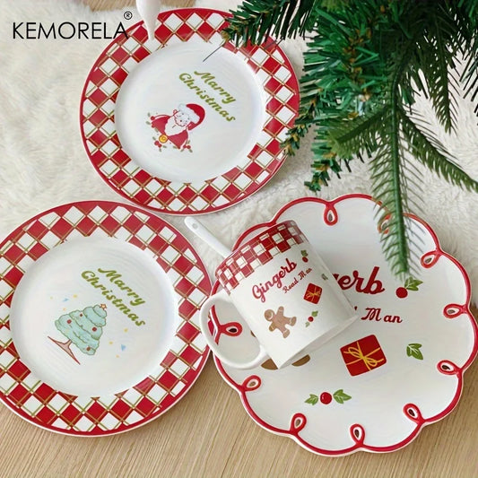 Christmas Ceramic Serving Set Plate & Cup Tray Decor