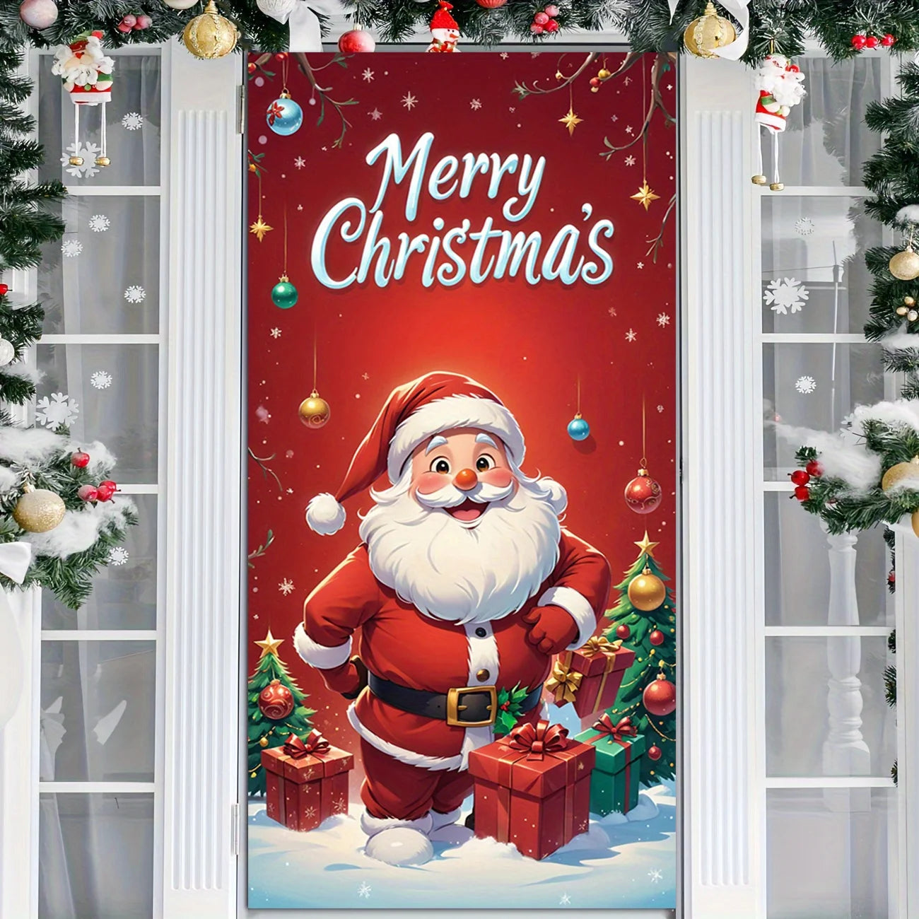 Santa Calus Door Cover Christmas Party Decor