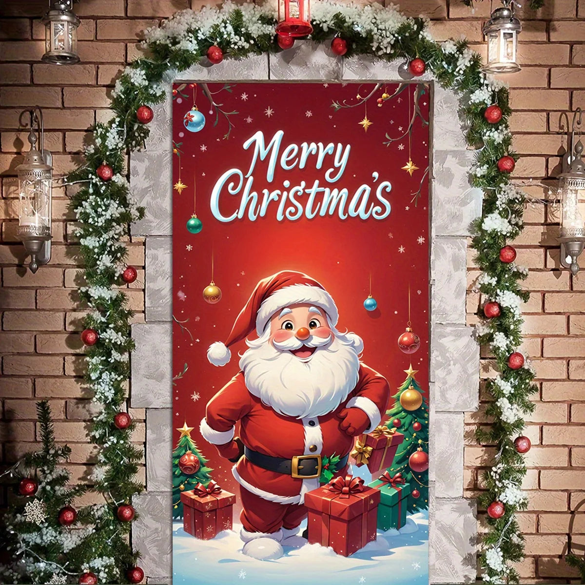 Santa Calus Door Cover Christmas Party Decor