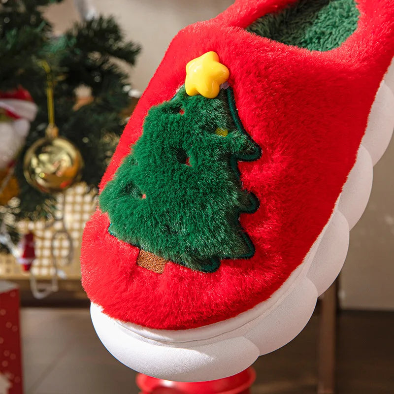 Christmas Plush Slippers Cozy Indoor Winter Shoes
