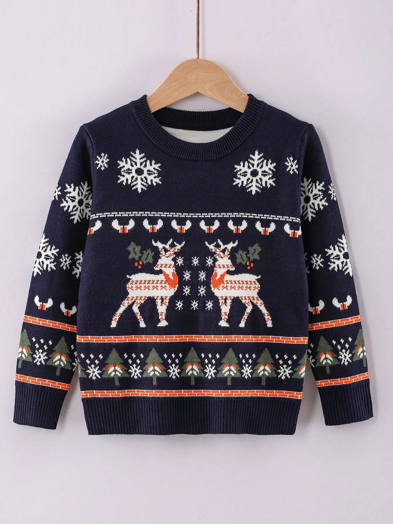 Christmas Reindeer Boys Sweater Winter Knit Pullover