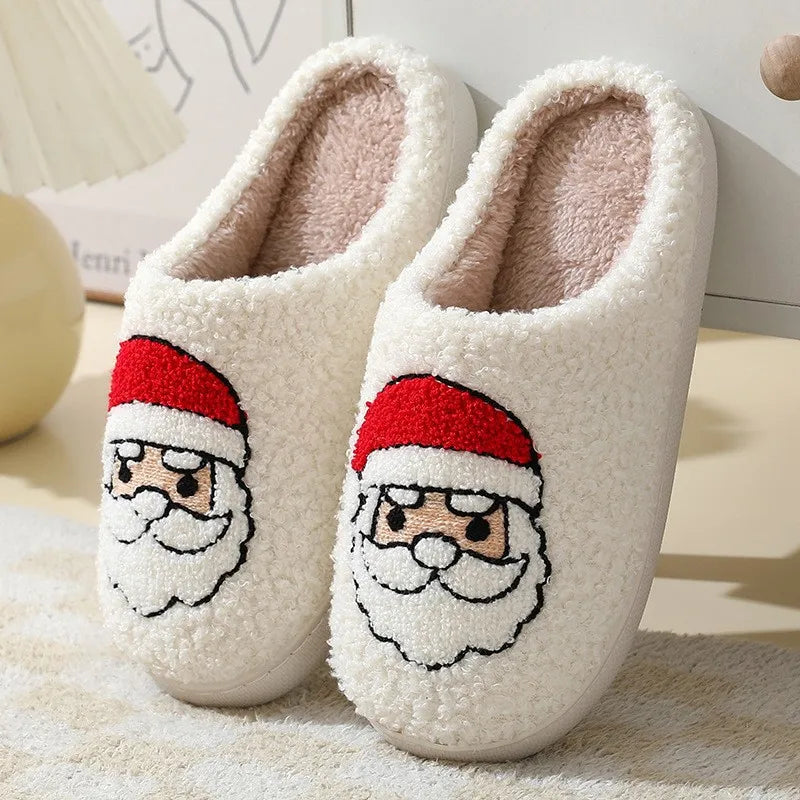 Christmas Plush Slippers Cozy Winter House Shoes