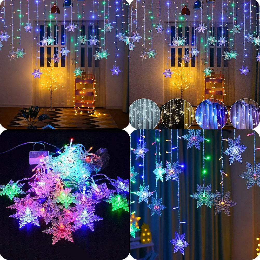 Christmas Snowflake Fairy Lights LED  Curtain Decor