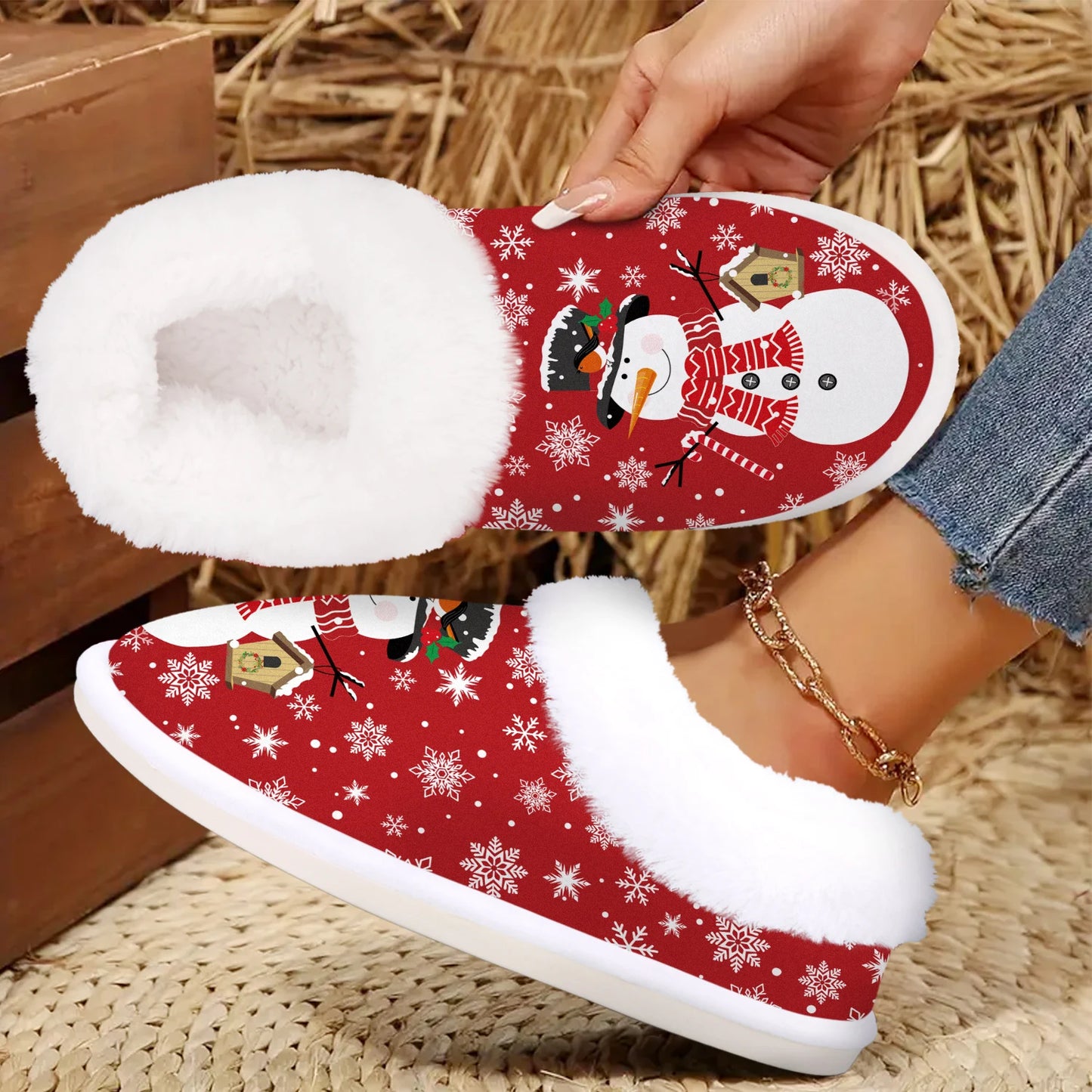 Christmas Cozy House Slippers Warm Plush Lining