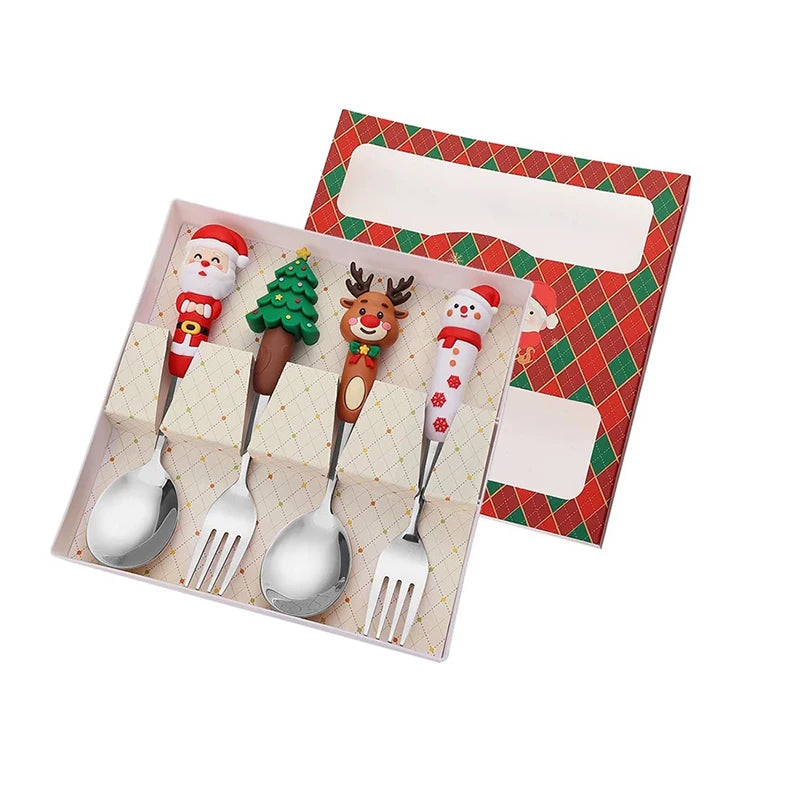 Christmas Cutlery Set Forks & Spoons Stainless Steel
