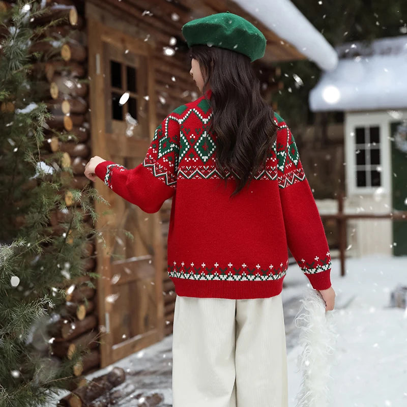 Christmas Girls Sweater with Scarf Kids Knitwear Outfit