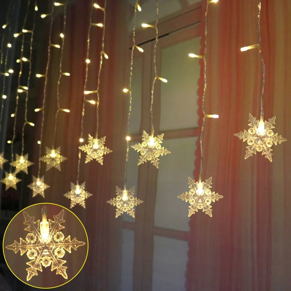 Christmas Snowflake Fairy Lights LED  Curtain Decor