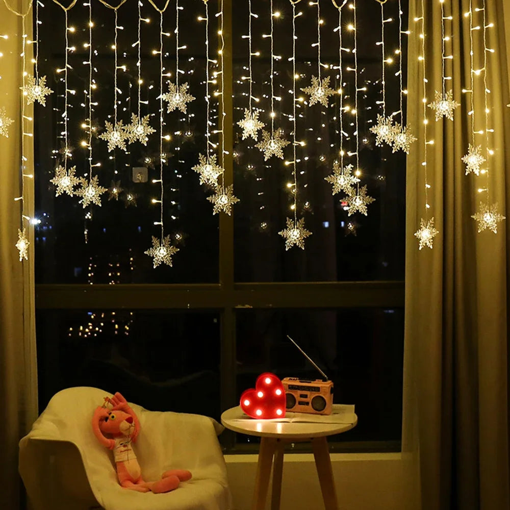Christmas Snowflake Fairy Lights LED  Curtain Decor