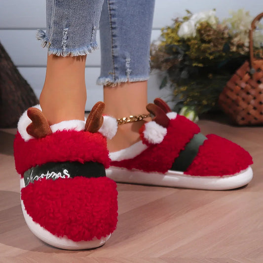 Christmas Plush Slippers Cozy Winter House Shoes