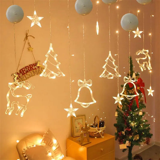 Christmas Hanging Lights Window Decor