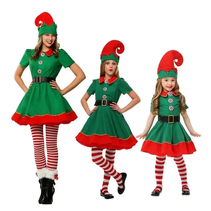 Santa & Elf Family Costume Set Christmas Party Outfits