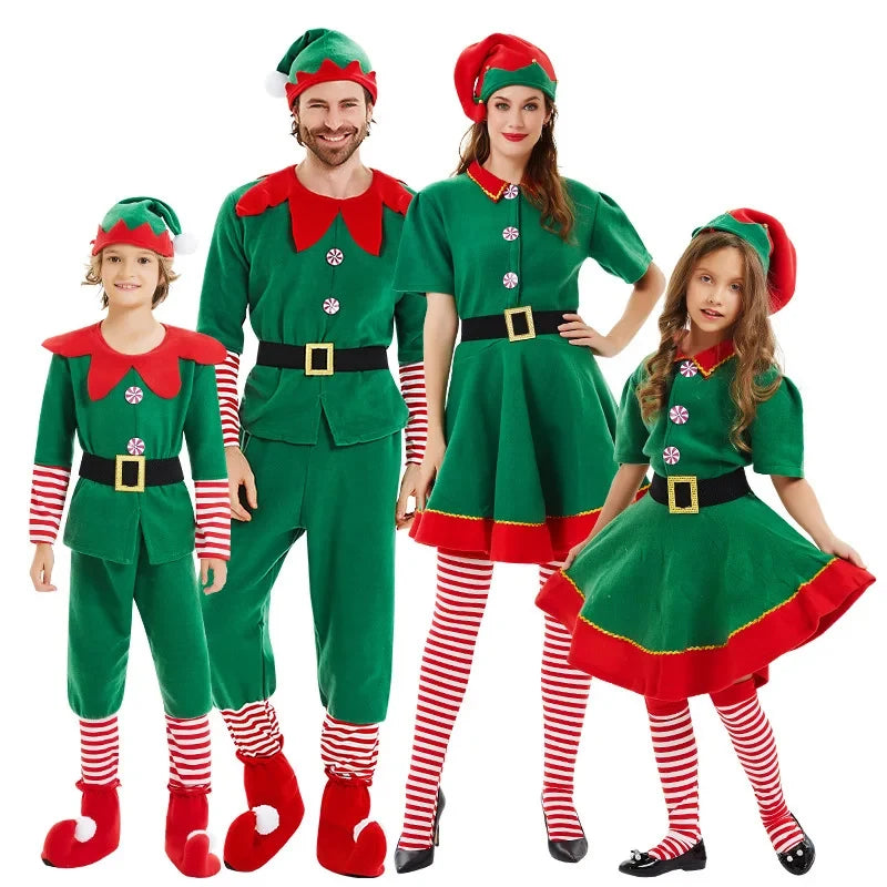 Santa & Elf Family Costume Set Christmas Party Outfits