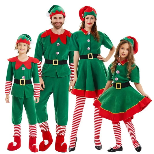 Santa & Elf Family Costume Set Christmas Party Outfits