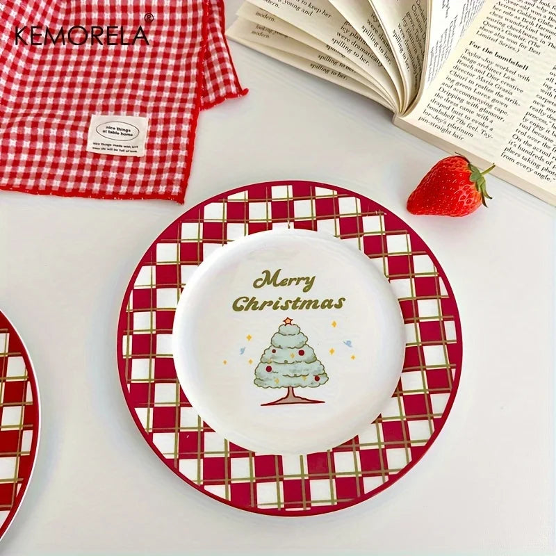 Christmas Ceramic Serving Set Plate & Cup Tray Decor