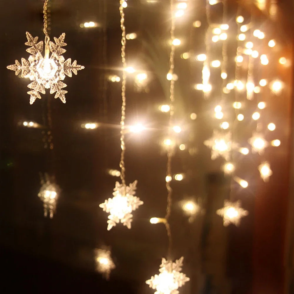 Christmas Snowflake Fairy Lights LED  Curtain Decor