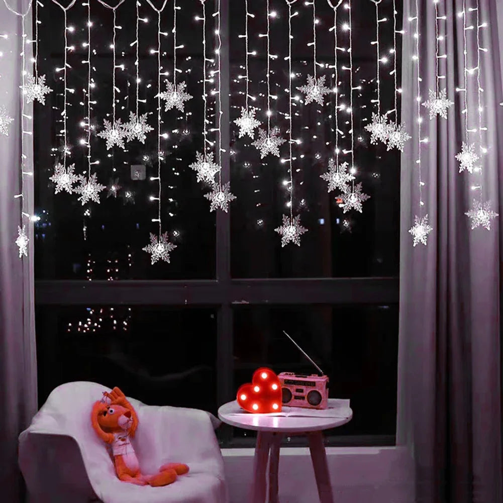 Christmas Snowflake Fairy Lights LED  Curtain Decor