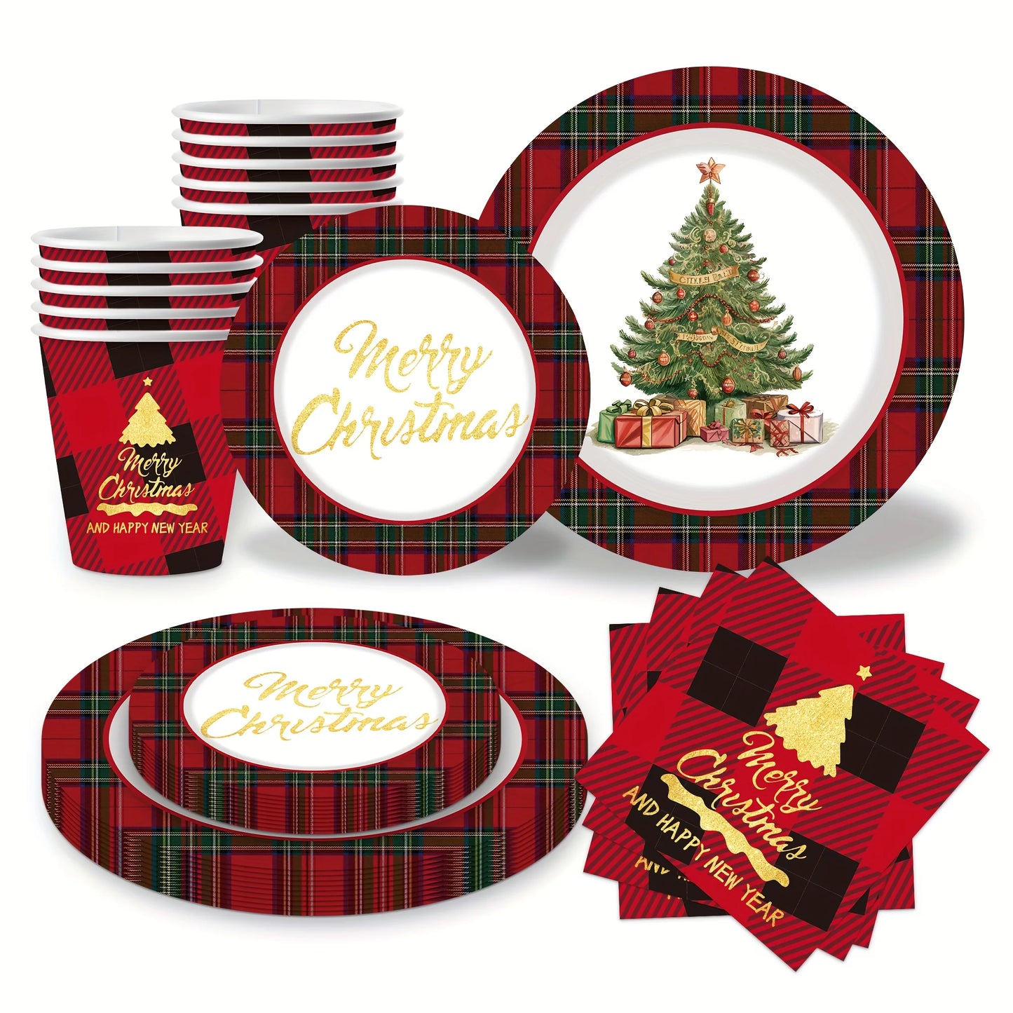 Christmas Tableware Set 50 pcs Plates Cups & Napkins