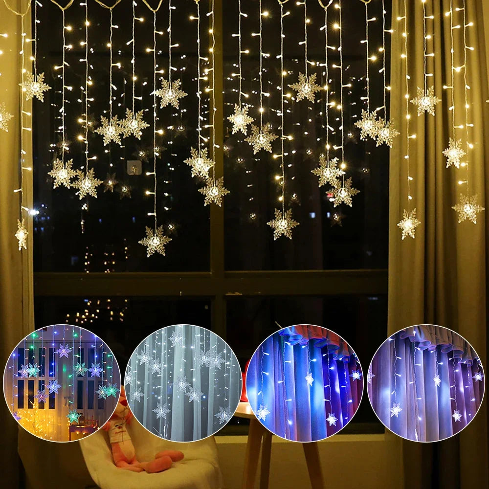 Christmas Snowflake Fairy Lights LED  Curtain Decor