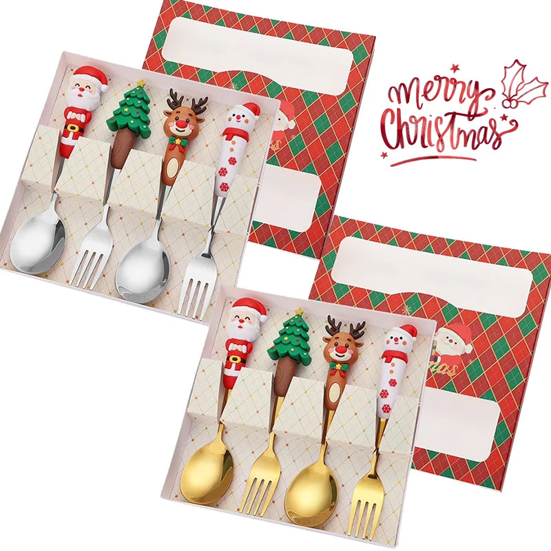 Christmas Cutlery Set Forks & Spoons Stainless Steel
