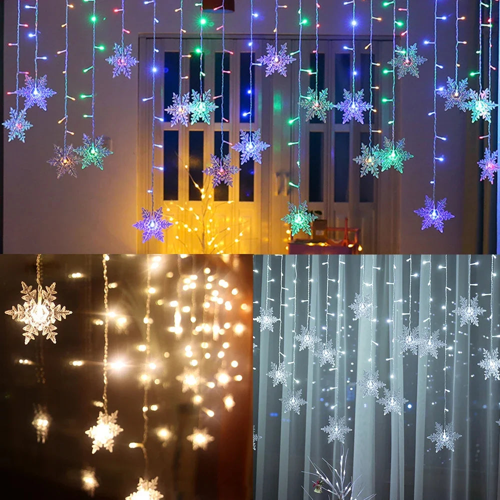 Christmas Snowflake Fairy Lights LED  Curtain Decor