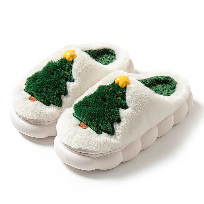 Christmas Plush Slippers Cozy Indoor Winter Shoes