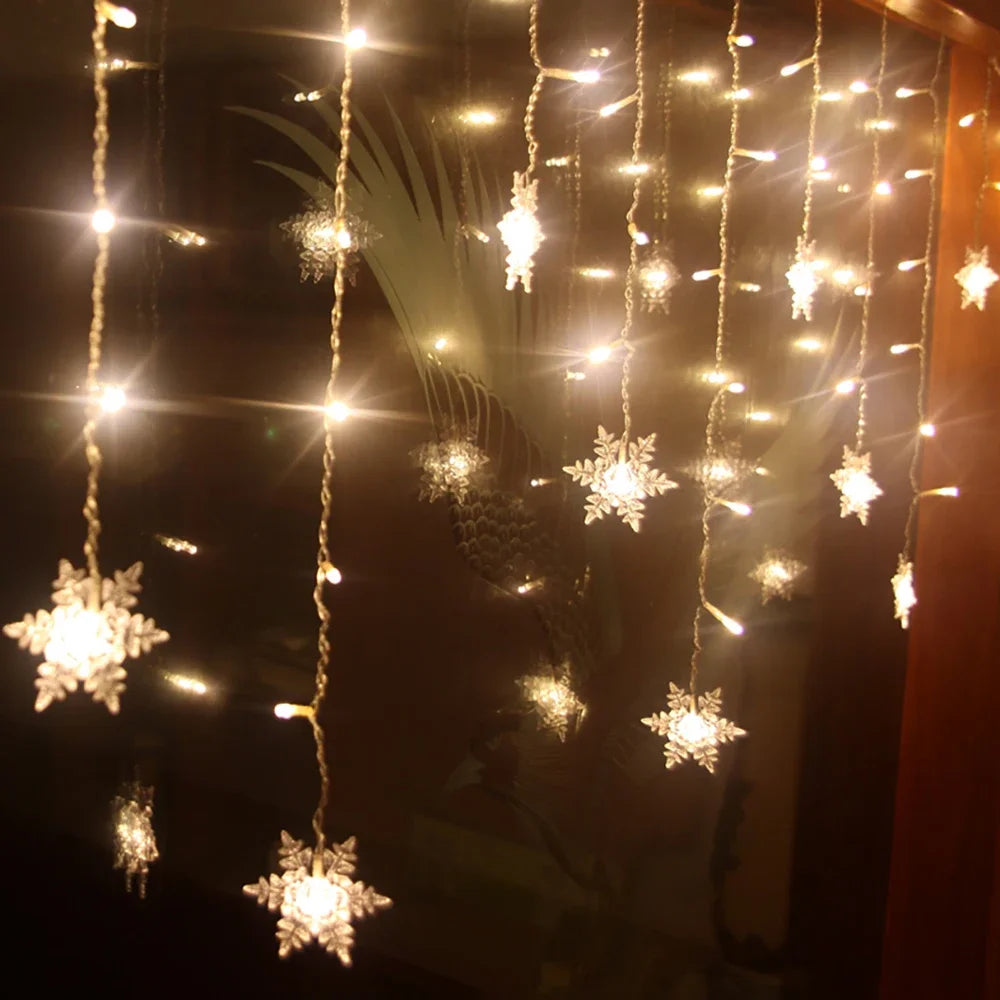 Christmas Snowflake Fairy Lights LED  Curtain Decor