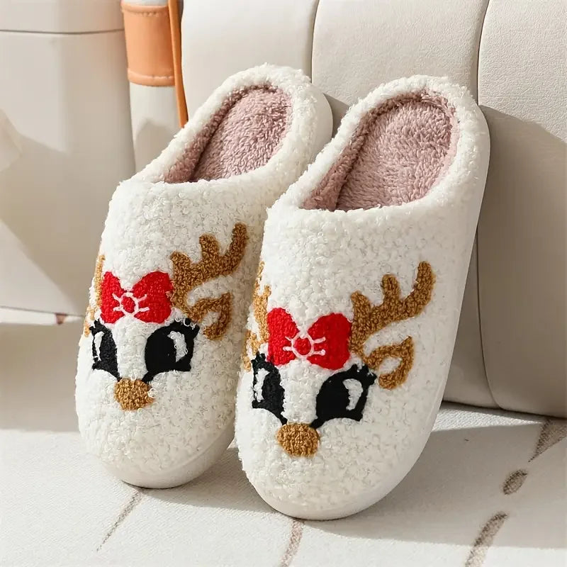 Christmas Plush Slippers Cozy Winter House Shoes