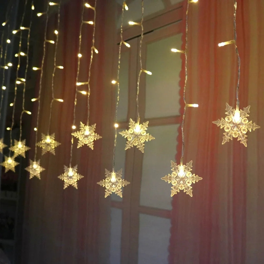 Christmas Snowflake Fairy Lights LED  Curtain Decor