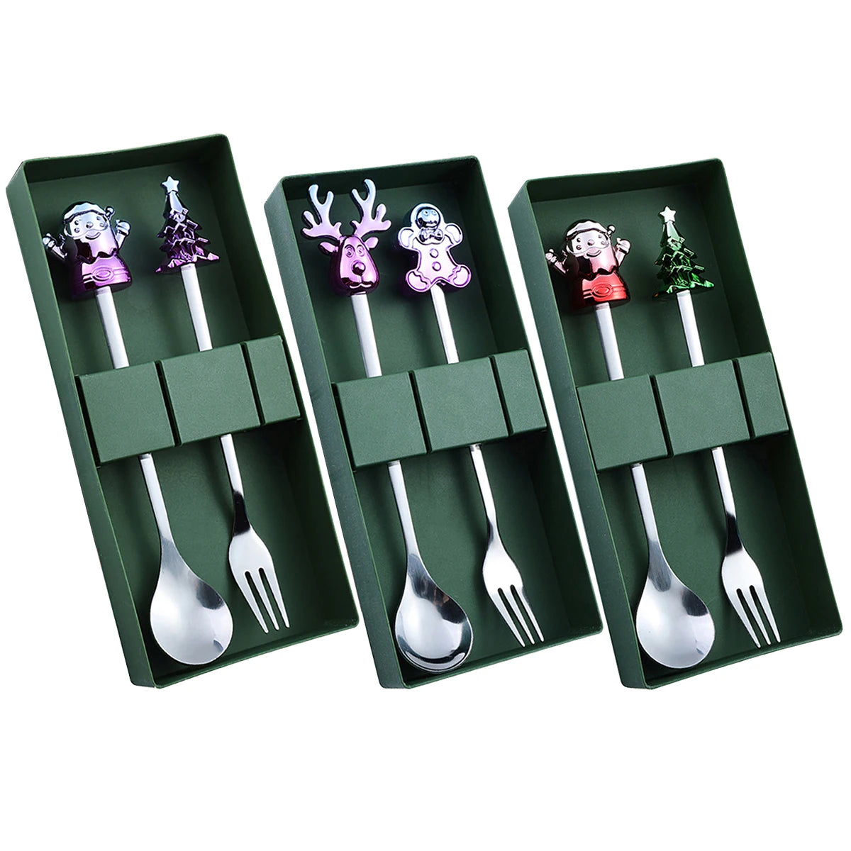 Christmas Dinnerware Set with Glod Cutlery & Gift Box