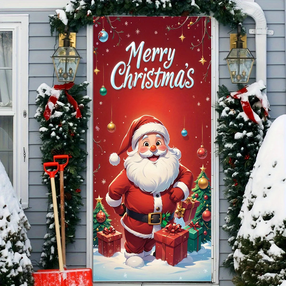 Santa Calus Door Cover Christmas Party Decor