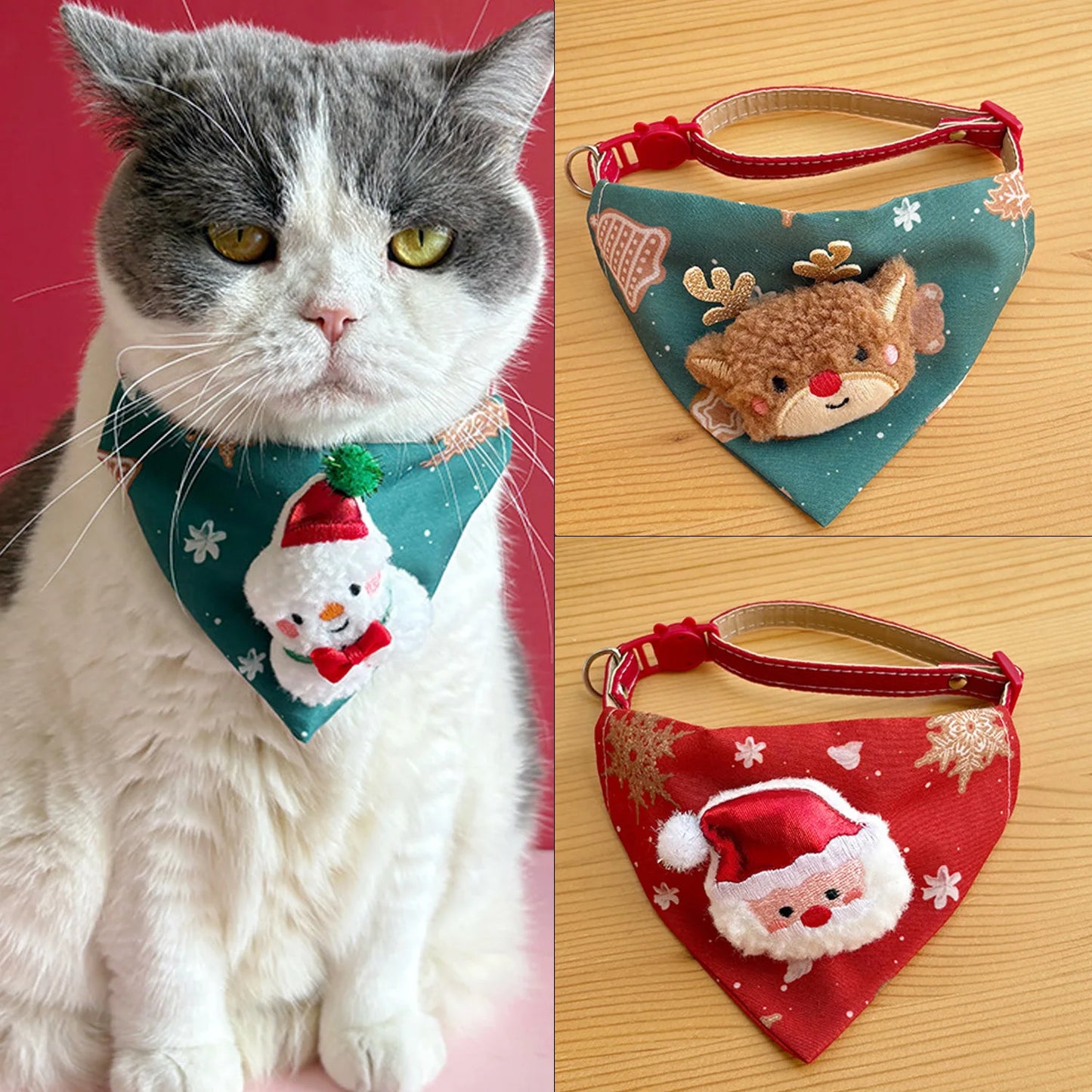 Christmas Pet Scarf Cute Holiday Accessory for Cats & Dogs