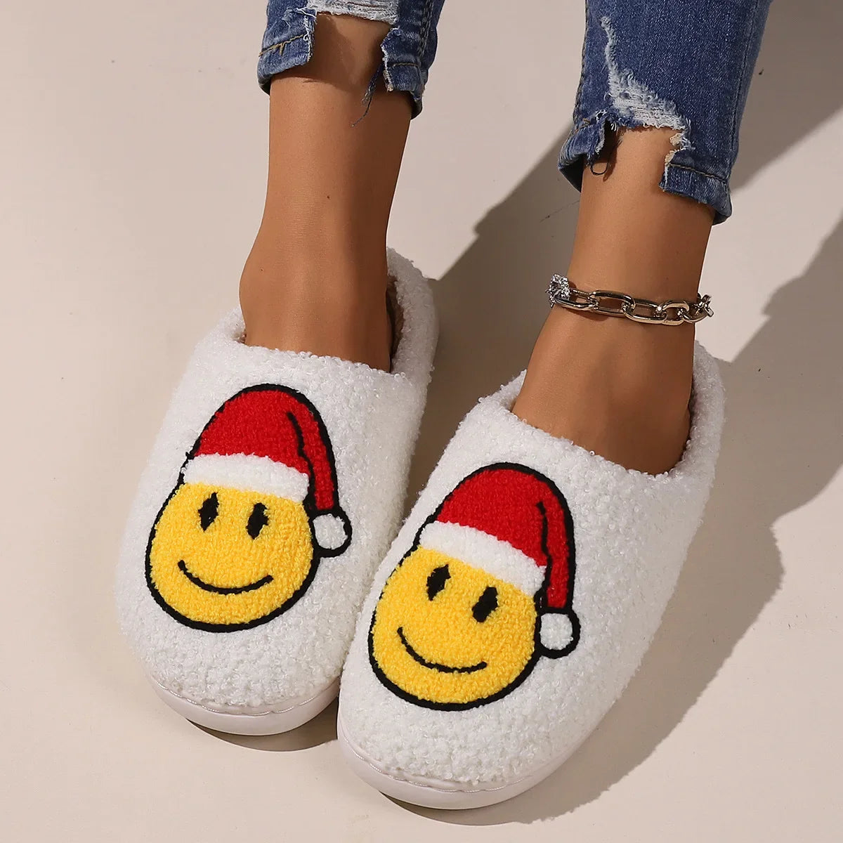 Christmas Plush Slippers Cozy Winter House Shoes