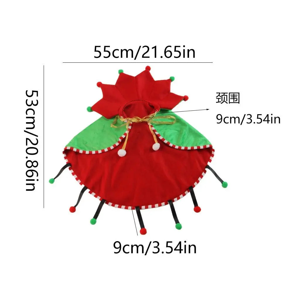 Christmas Pet Cloak Adjustable Santa Cape Costume