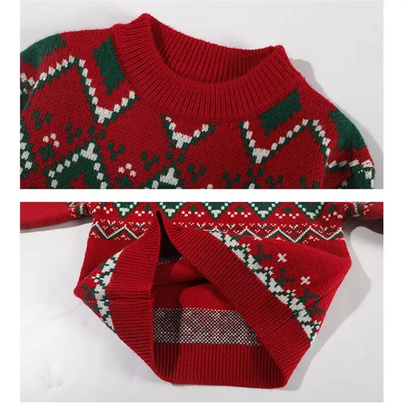 Christmas Kids Sweater with Scarf Winter Knitwear