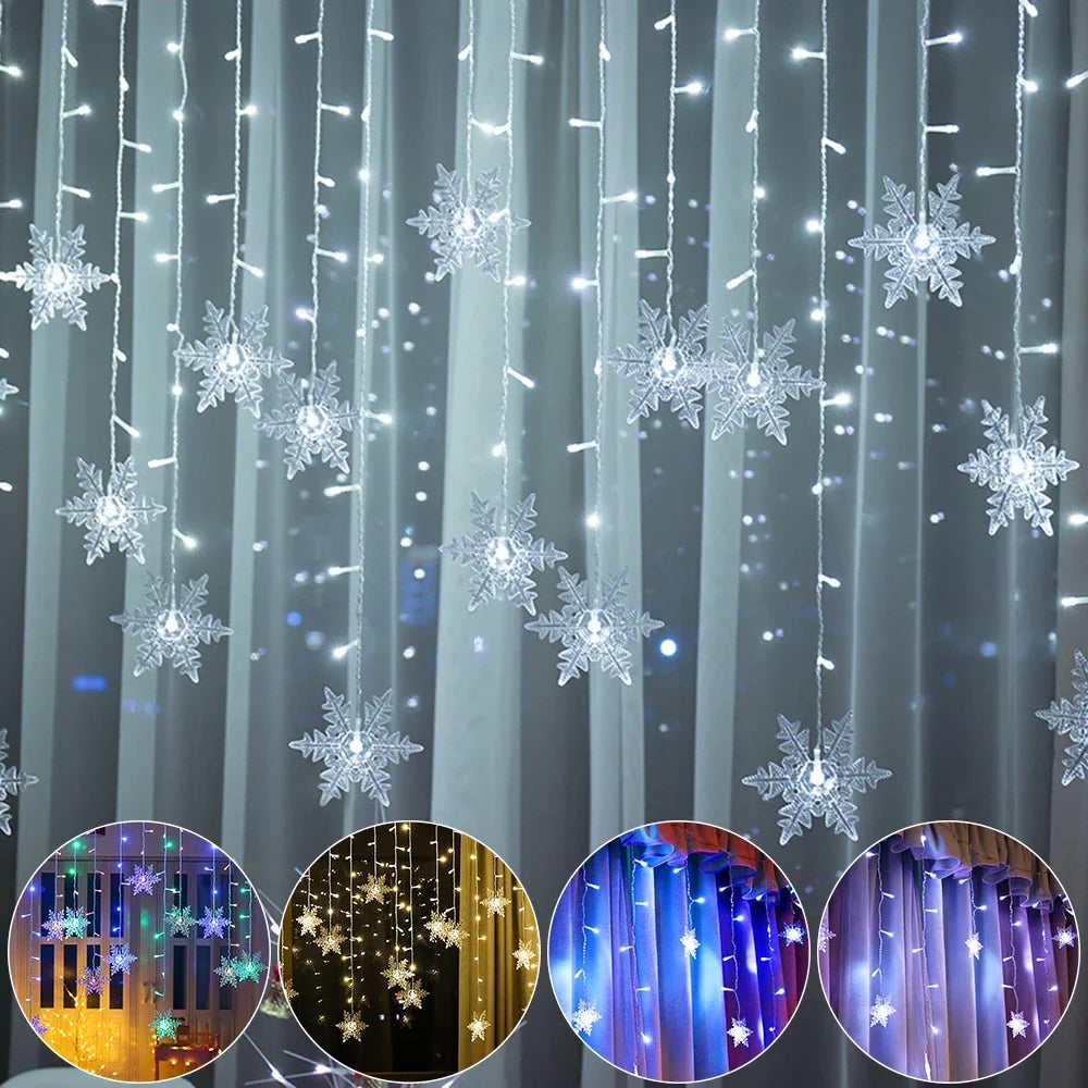 Christmas Snowflake Fairy Lights LED  Curtain Decor