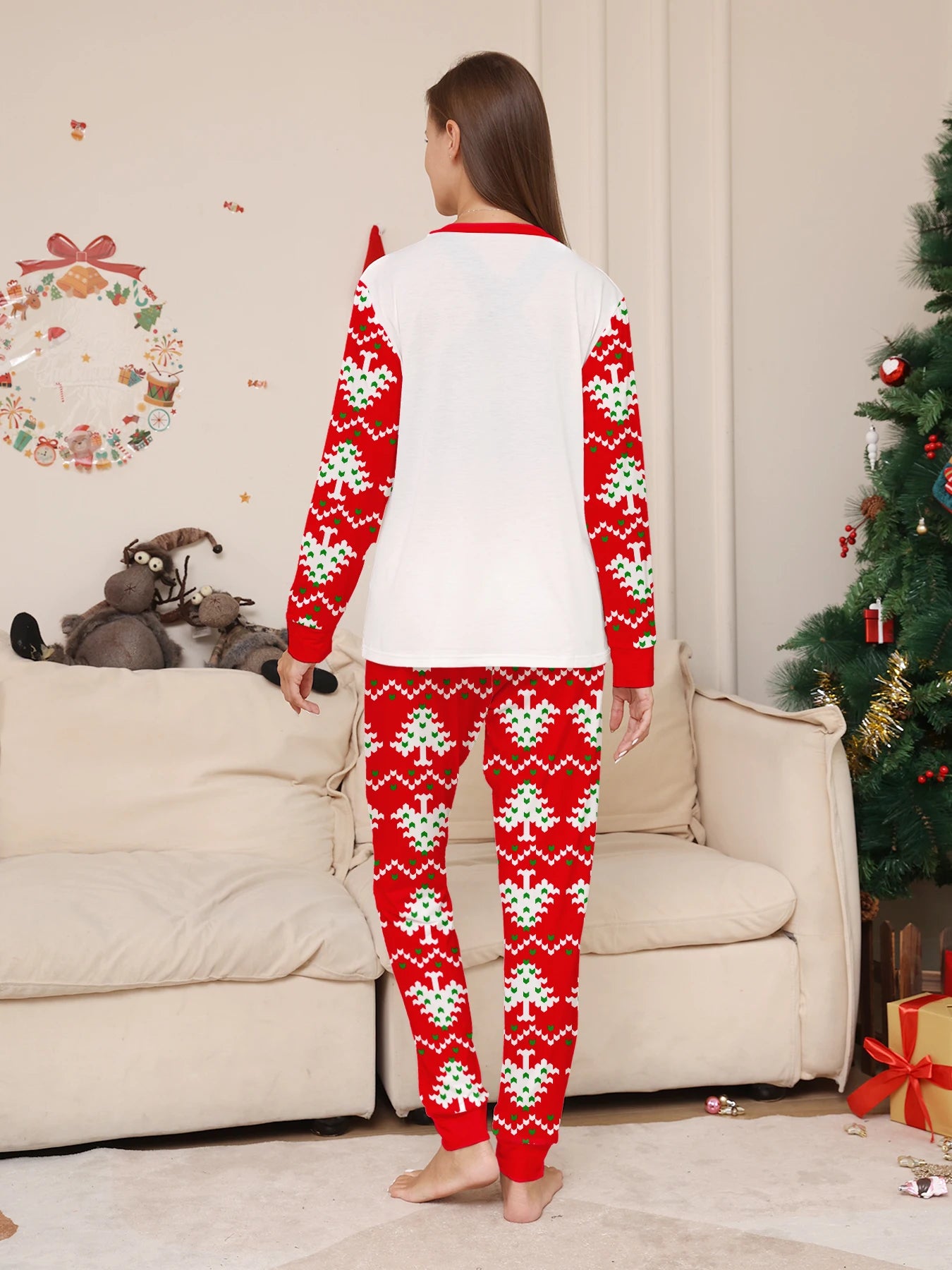 Cozy Christmas Couple Pajamas Tree Design Set