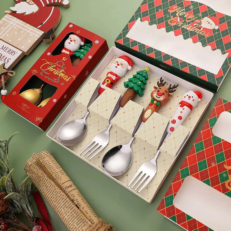 Christmas Cutlery Set Forks & Spoons Stainless Steel