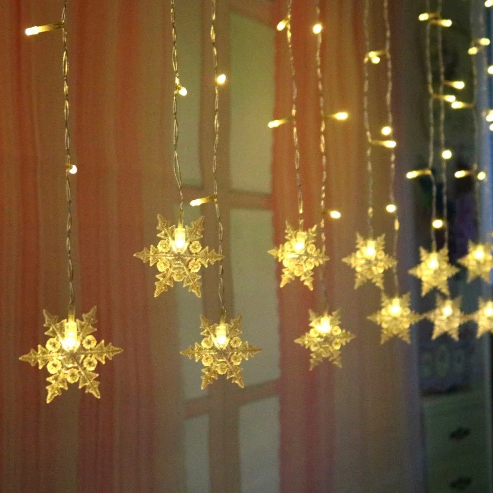 Christmas Snowflake Fairy Lights LED  Curtain Decor