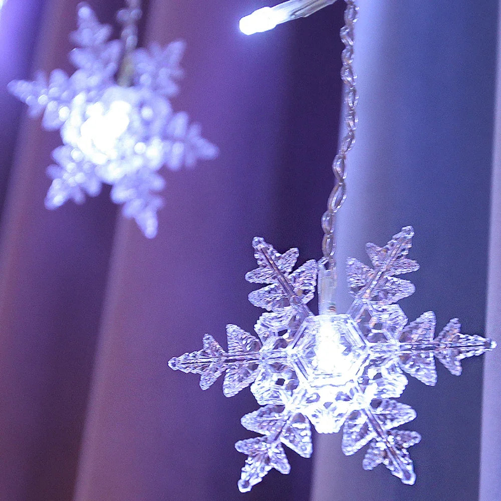 Christmas Snowflake Fairy Lights LED  Curtain Decor