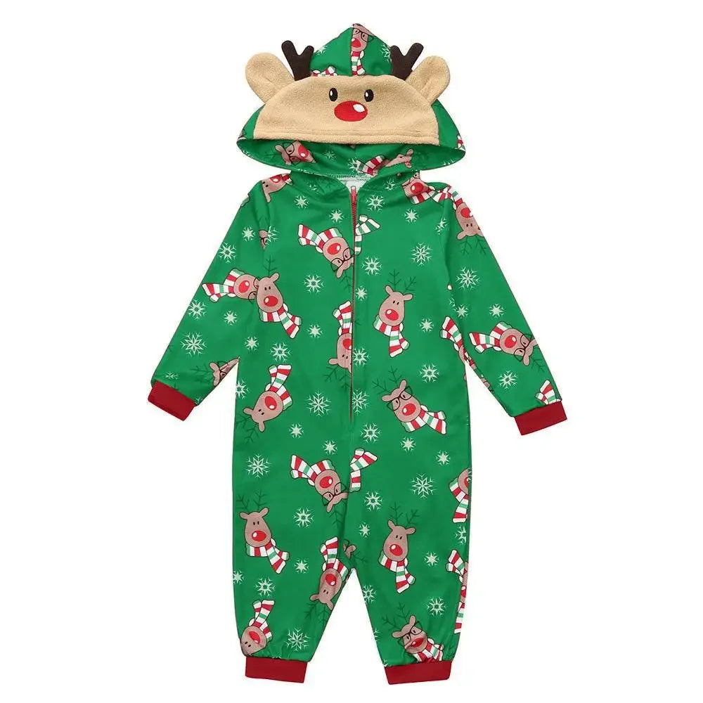 Family Christmas Onesie Hooded Elk Pajama Set