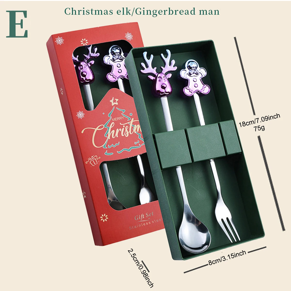 Christmas Dinnerware Set with Glod Cutlery & Gift Box