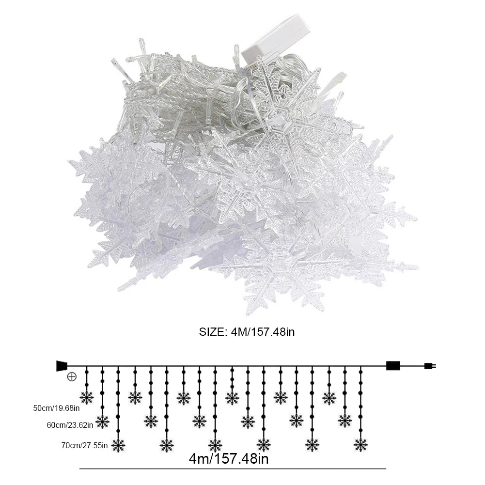 Christmas Snowflake Fairy Lights LED  Curtain Decor
