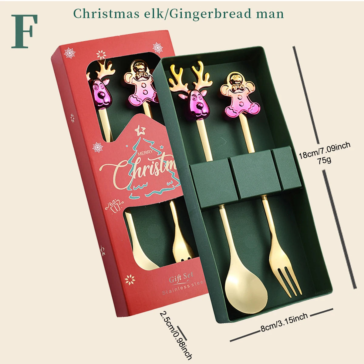 Christmas Dinnerware Set with Glod Cutlery & Gift Box