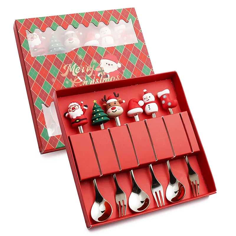 Christmas Cutlery Set Forks & Spoons Stainless Steel