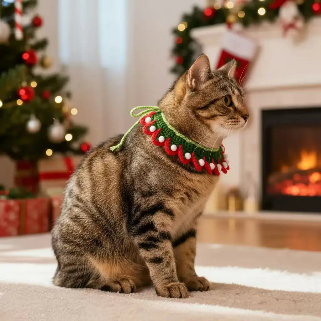 Christmas Pet Hat & Scarf Set 2 Pcs Knitted Holiday Accessory