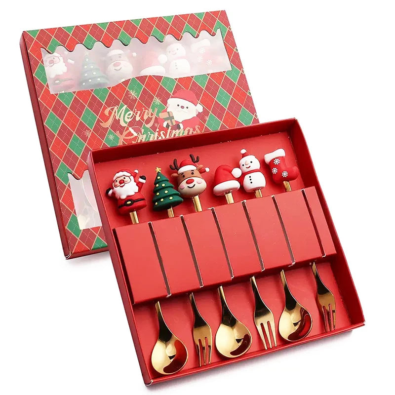 Christmas Cutlery Set Forks & Spoons Stainless Steel