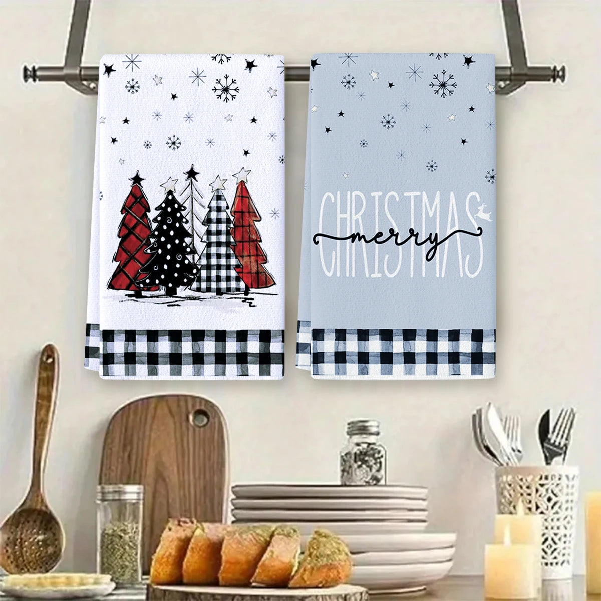 Christmas Kitchen Towels Holiday Home Decor Set