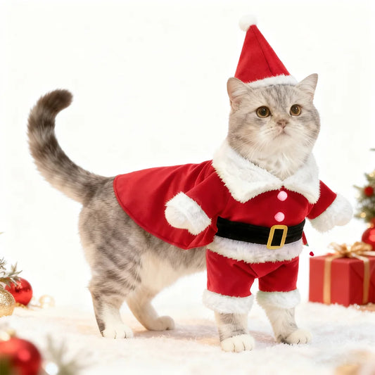 Christmas Pet Santa Costume Cute Outfit for Cats & Dogs